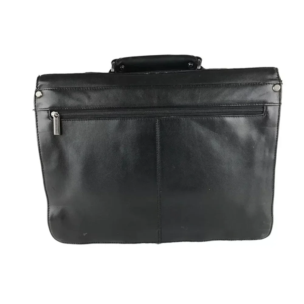 Kenneth Cole Briefcase/Document Case Unisex Black‎ Leather Pockets Top Handle